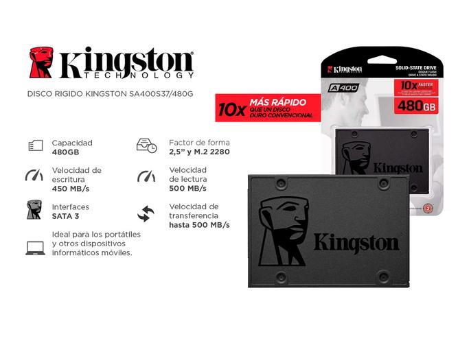 SSD Kingston A400 Disco Duro Sólido 480gb SATA 3 - 1