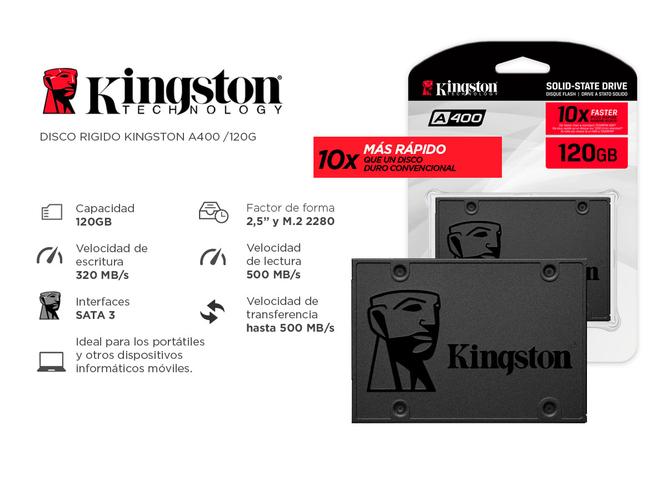 SSD Kingston A400 Disco Duro Sólido 120gb SATA 3 - 1