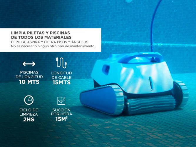 Dolphin S100 Robot Barrefondo de Pileta 15m3h Hasta 10mt Escaneo Inteligente Usado - 2