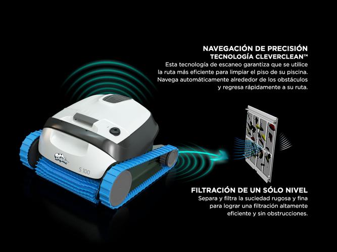 Dolphin S100 Robot Barrefondo de Pileta 15m3h Hasta 10mt Escaneo Inteligente Usado - 3