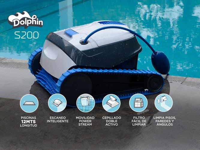 Dolphin S200 Robot Barrefondo de Pileta 15m3/h Hasta 12mt Escaneo Inteligente - 1