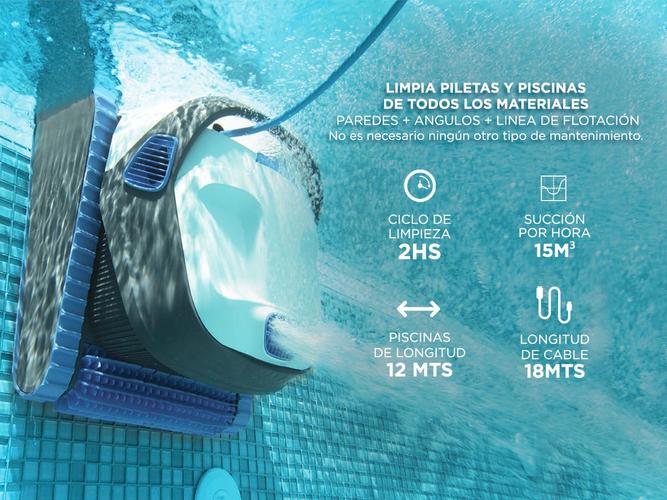 Dolphin S200 Robot Barrefondo de Pileta 15m3/h Hasta 12mt Escaneo Inteligente - 2