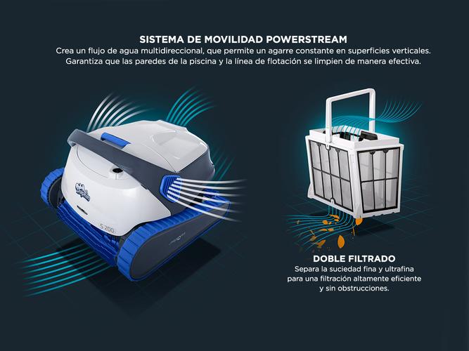 Dolphin S200 Robot Barrefondo de Pileta 15m3/h Hasta 12mt Escaneo Inteligente - 3
