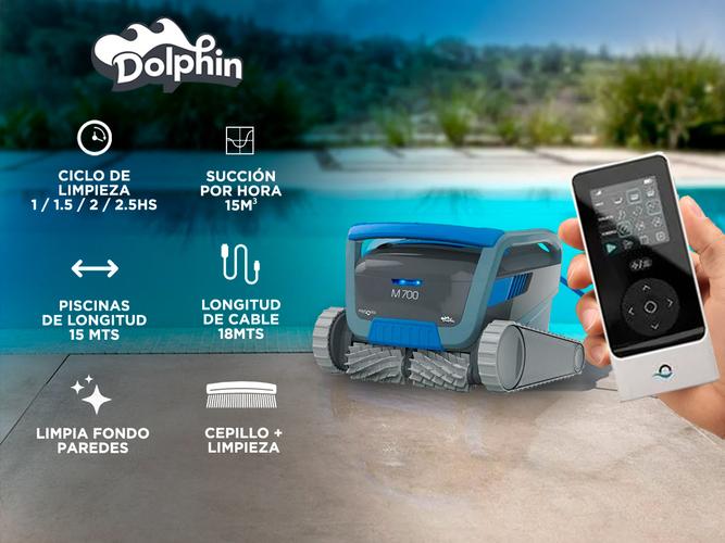 Robot Barrefondo Dolphin M700 + Cloro 1KG + Alguicida 1L  + Gel Clarificador 75GR - 1