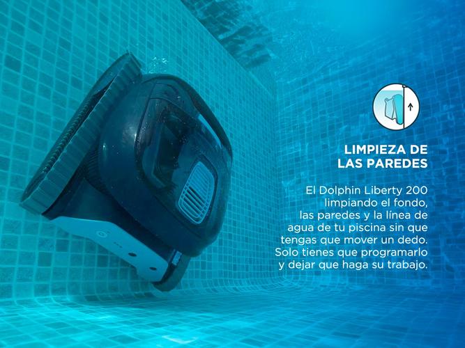 Robot Barrefondo Dolphin Liberty 200 Sin cable Pileta Piso Pared Liviano - 2