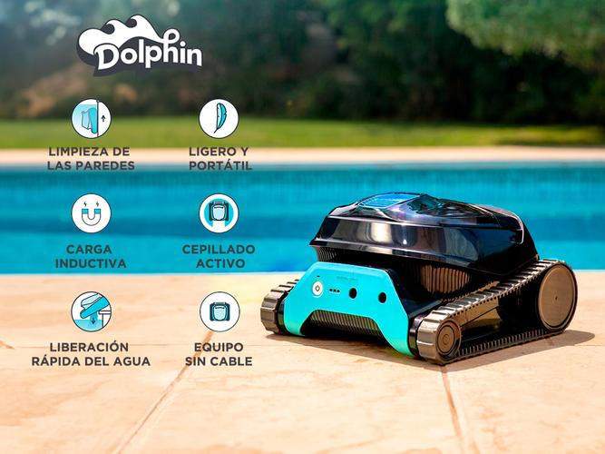 Robot Barrefondo Dolphin Liberty 300 Sin cable Pileta Piso Pared Liviano - 1
