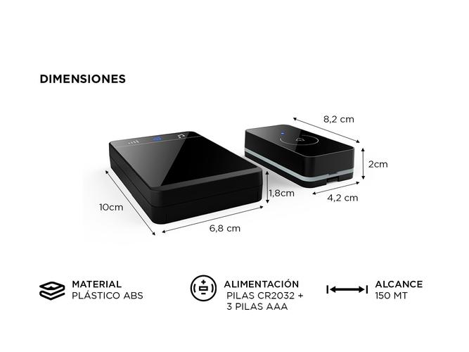 Portero Timbre Inalambrico Gadnic DKL1223 Transmisor Receptor Outlet - 4