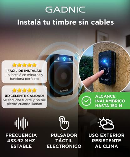 Portero Timbre Inalambrico Gadnic DKL1223 Transmisor Receptor - 1