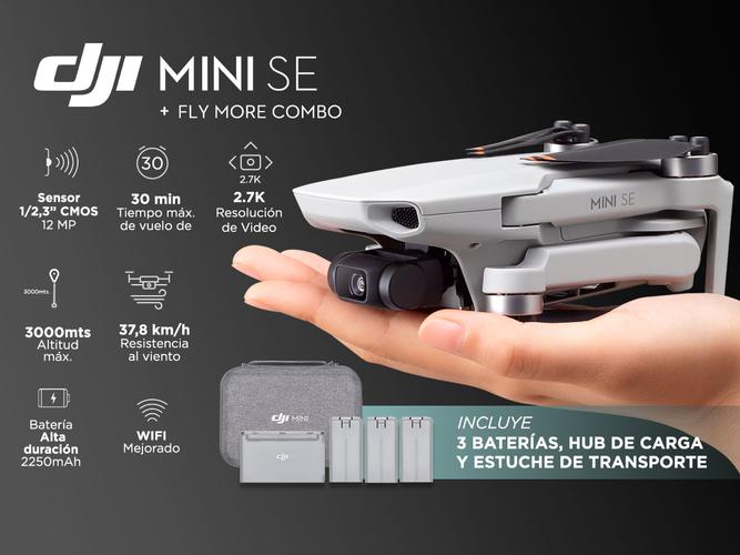 Drone DJI Mini SE Fly More Combo 3 Baterías Cámara 2.7K Ultra Liviano - 1