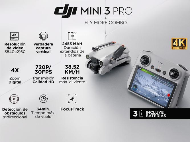 DJI Mini 3 Pro  Fly More Kit Control remoto inteligente  3 baterias - 1
