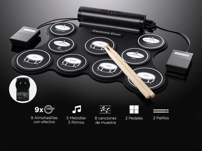 Batería Electrónica Silicona Flexible 9 Pads - 1