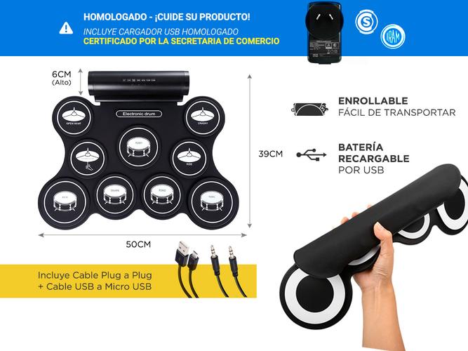 Batería Electrónica Silicona Flexible 9 Pads - 5