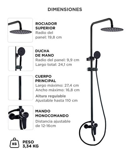 Grifería De Ducha Rieti Duchador Negro - 5