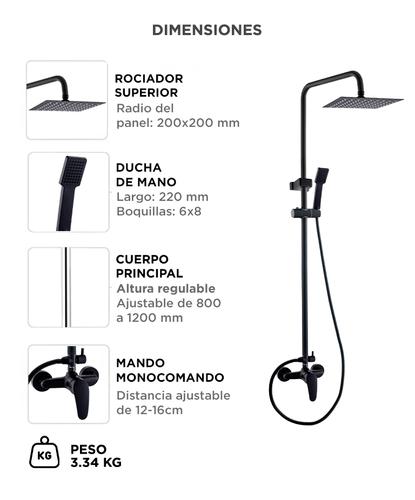 Grifería De Ducha Rieti Duchador Cuadrado Negro - 5