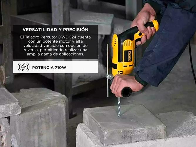 Taladro Percutor Atornillador Dewalt 13mm 710w DWD024-AR - 2