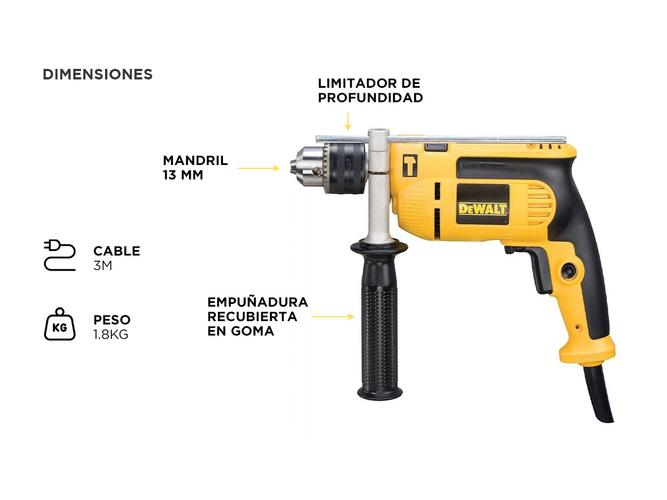 Taladro Percutor Atornillador Dewalt 13mm 710w DWD024-AR - 4