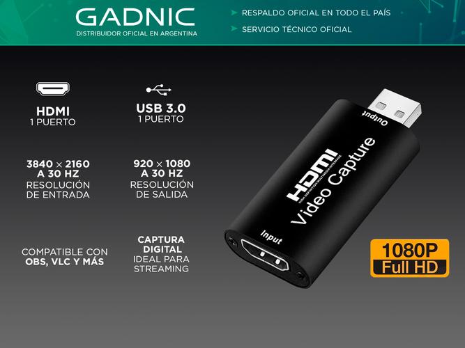 Capturador de Audio y Video HDMI USB 3.0 2.0 4K PC PS 1080P - 1