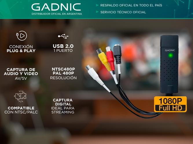 Capturadora de Video Gadnic Usb Audio Rca S-video Externa Vhs - 1