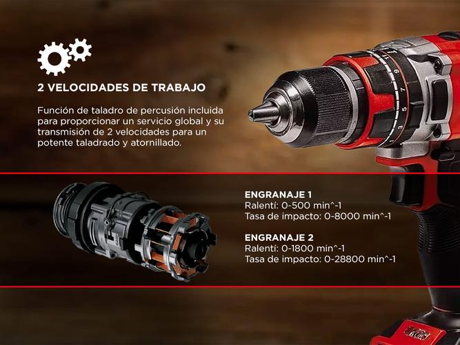 Taladro percutor atornillador inalámbrico de 13mm Einhell TE-CD 18/50 Li-i BL Kit - 4