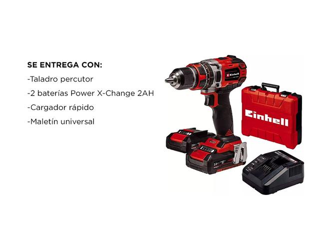 Taladro percutor atornillador inalámbrico de 13mm Einhell TE-CD 18/50 Li-i BL Kit - 6