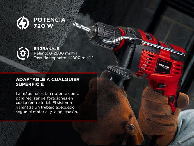 Taladro percutor Atornillador Einhell TC-ID 720 Ergonómico y seguro portabrocas de 1,5 a 13 mm - 3