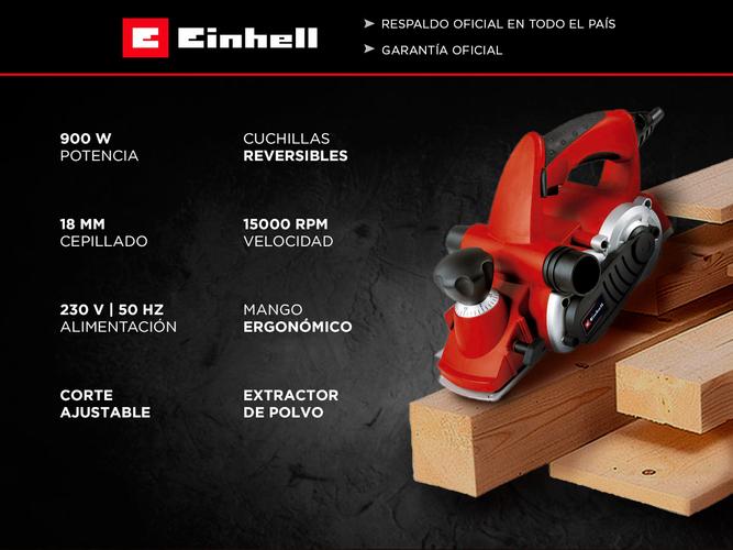 Cepillo eléctrico de mano Einhell TE-PL 900 Rebajador Carpintería 900 W - 1