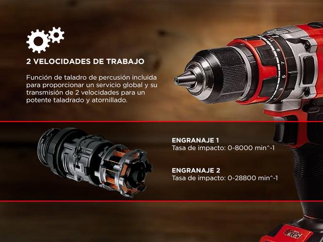Taladro percutor Inalámbrico Einhell TE-CD 18/50 Li-i BL-Solo Motor Sin escobillas. - 4