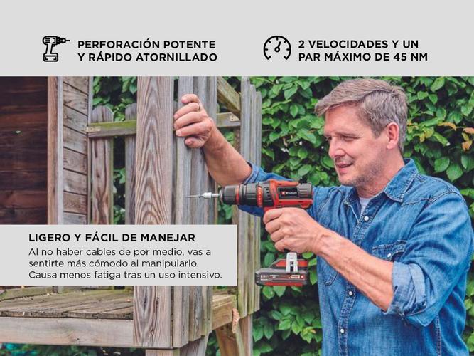 Taladro Atornillador Inalambrico Einhell TE-CD 18/45 3X-Li  Accesorios  Bateria 2.0ah  Maletin - 2
