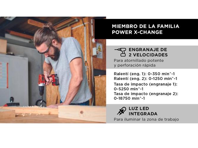 Taladro Atornillador Percutor Inalambrico Einhell TE-CD 18/2 Li-i Accesorios Bateria Maletin - 2