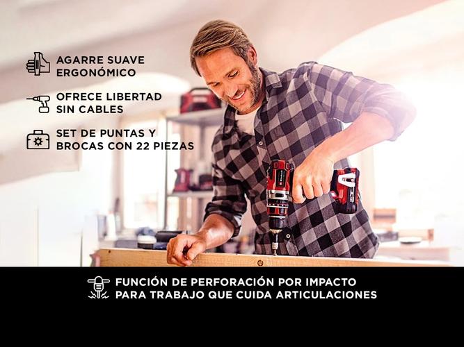 Taladro Atornillador Percutor Inalambrico Einhell TE-CD 18/2 Li-i Accesorios Bateria Maletin - 3