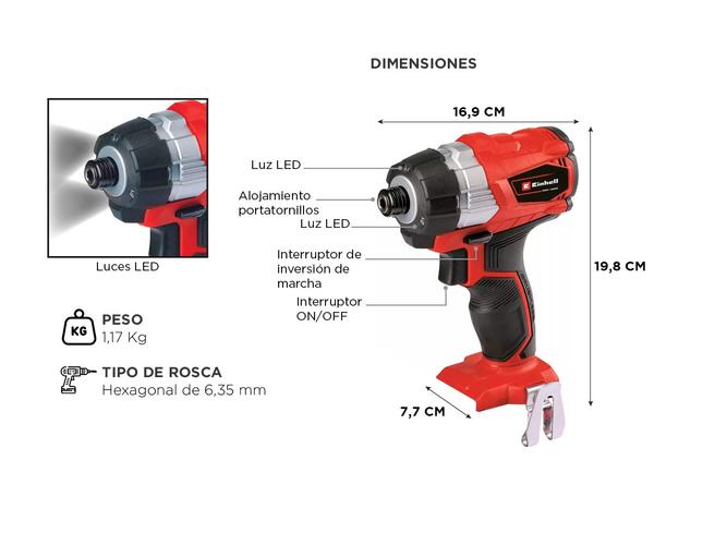 Atornillador De Impacto Inalambrico Einhell TP-CI 18 Li BL-Solo - 4