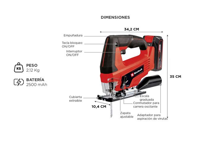 Sierra Caladora Inalambrica Einhell TC-JS 18 Li Bateria 2.5ah Maletin - 4