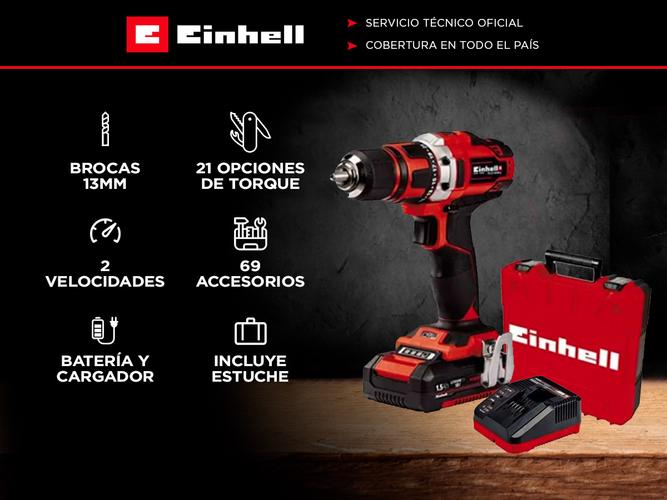 Taladro Inalámbrico Einhell TE-CD 18/40 Li Bateria Cargador 69 Accesorios - 1
