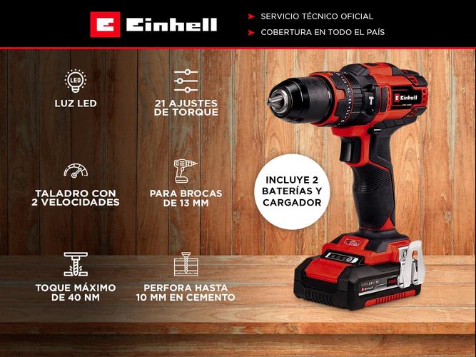 Taladro  Einhell Atornillador Percutor Inalámbrico TE-CD 1840 63 Accesorios y 2 Baterias - 1