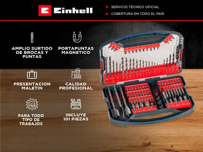 Juego Set Kit Mechas Puntas Y Accesorios Maletin 101 Piezas Kwb Einhell - 1