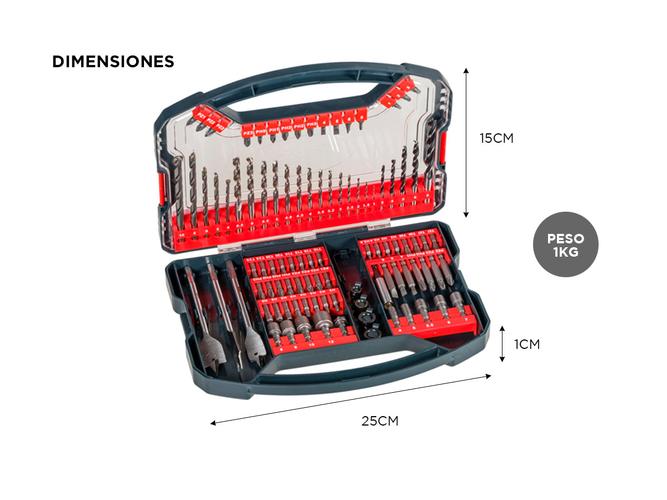 Juego Set Kit Mechas Puntas Y Accesorios Maletin 101 Piezas Kwb Einhell - 4