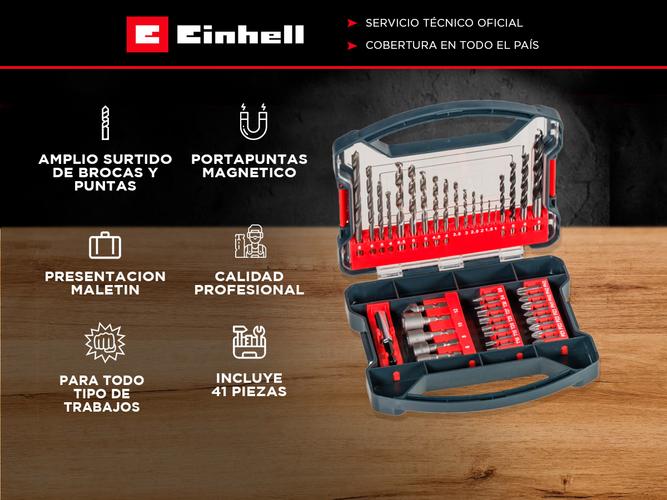 Juego Set Kit Mechas Puntas Y Accesorios Maletin 41 Piezas Kwb Einhell - 1