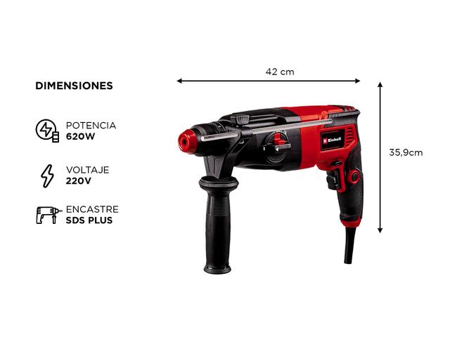 Rotomartillo Taladro Rotopercutor Einhell SDS Plus 2.2J TC-RH 620 4F - 4