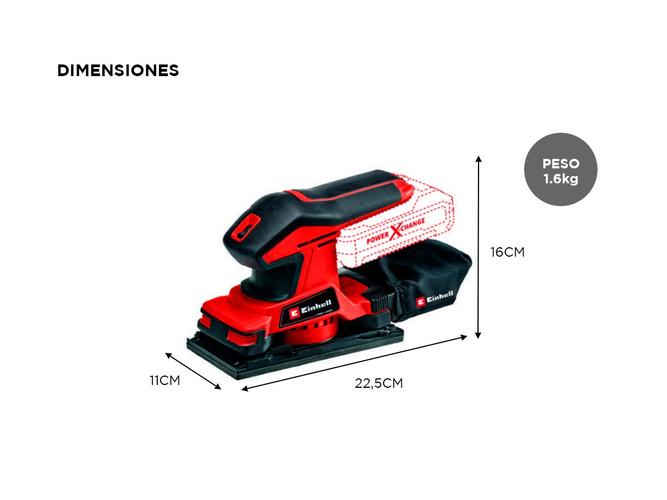 Lijadora Einhell Orbital Inalámbrica TC-OS 18/187 Li Solo - 4