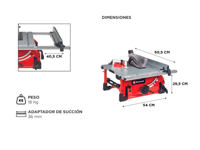 Sierra Circular de Banco Einhell E-TS 254 T 1800W - 4