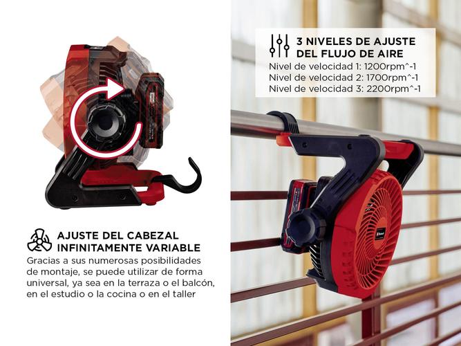 Ventilador Inalámbrico Einhell GE-CF 18/2200 Li-Solo - 3