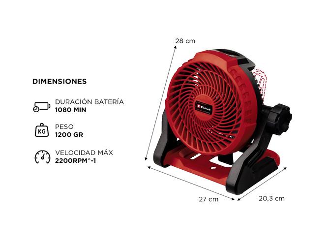 Ventilador Inalámbrico Einhell GE-CF 18/2200 Li-Solo - 4