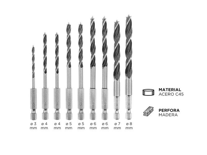 Juego 10 Mechas Madera Einhell 49108733 - 3
