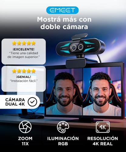 Cámara Web EMEET C60E 4K Doble Lente Luz RGB - 1