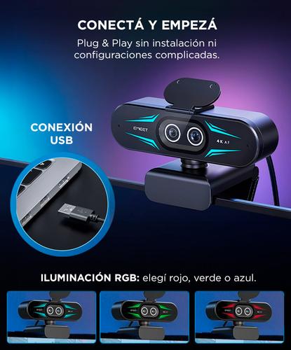 Cámara Web EMEET C60E 4K Doble Lente Luz RGB - 5