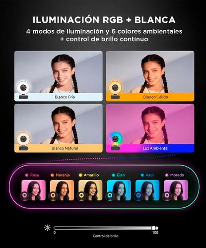 Cámara Web EMEET EMEET 4K Luz de Anillo 4 Modos de Iluminación Efecto Arcoíris  - 2