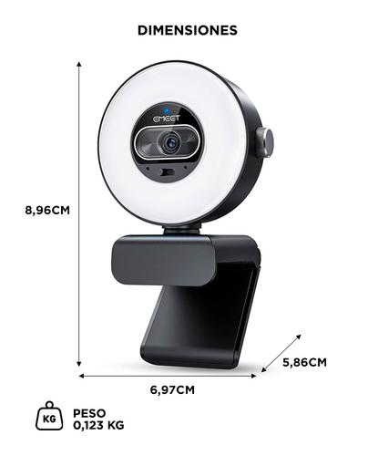 Cámara Web EMEET EMEET 4K Luz de Anillo 4 Modos de Iluminación Efecto Arcoíris  - 5