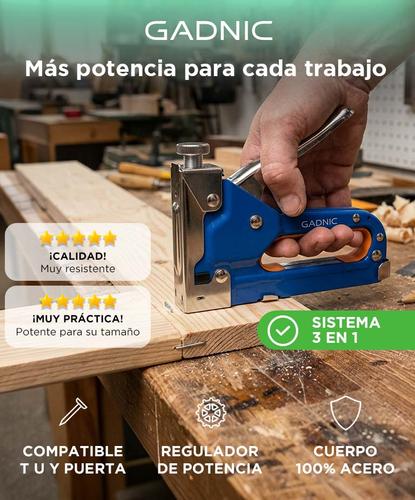 Engrapadora Gadnic Triple Accion Acero Manual Clavos T Clavos U Clavos Puerta 1800 Grapas  Maletin Plastico - 1