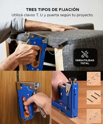 Engrapadora Gadnic Triple Accion Acero Manual Clavos T Clavos U Clavos Puerta 1800 Grapas  Maletin Plastico - 2