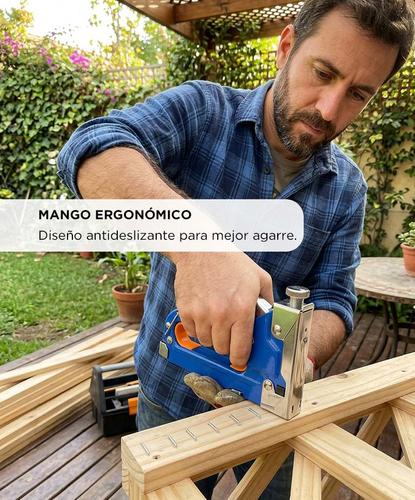 Engrapadora Gadnic Triple Accion Acero Manual Clavos T Clavos U Clavos Puerta 1800 Grapas  Maletin Plastico - 4